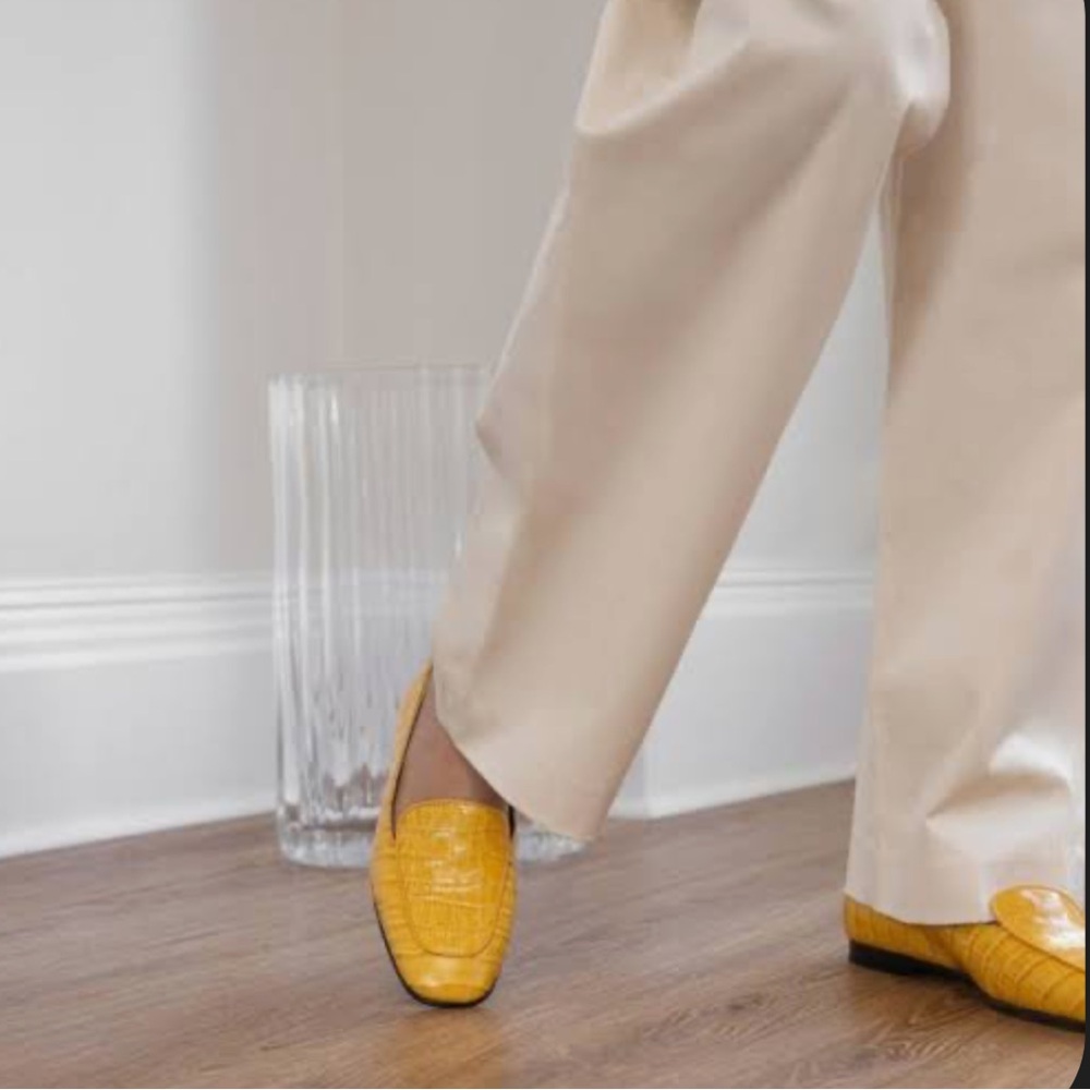 Dear Frances Cruise Loafer Flat in‎ Amber Yellow Croc Size 38.5 LIKE NEW US 8.5